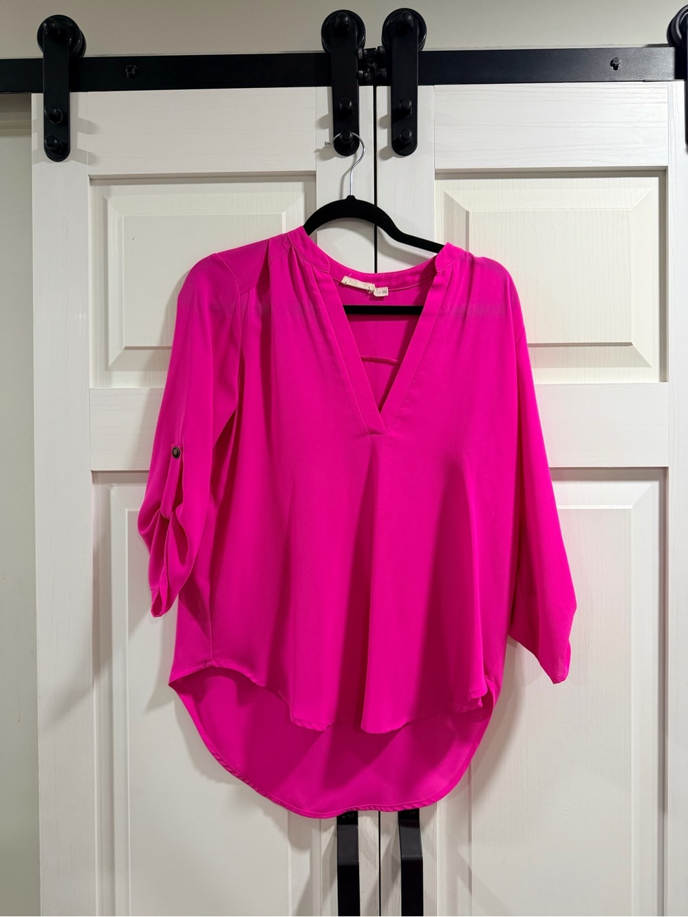 Lush Hot Pink V-Neck Tunic Blouse